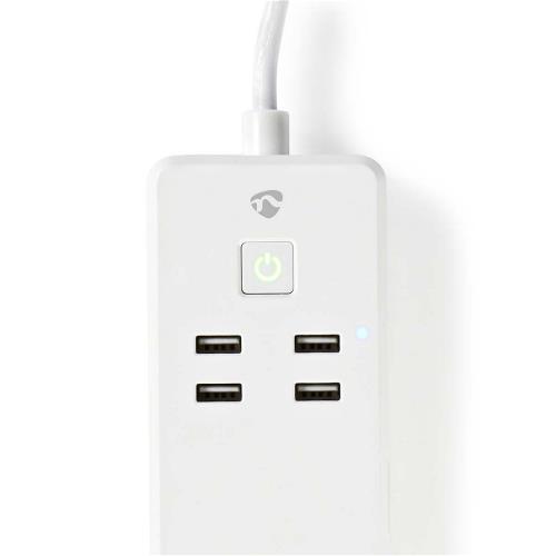 Nedis WIFIP310FWT Wi-Fi smart stekkerdoos | 3x Schuko Type F | 4x USB | 10 A