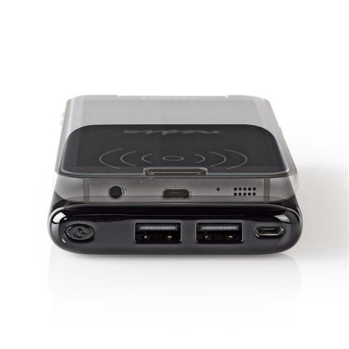 Nedis WPBK5000BK Powerbank met Draadloze Oplader | 5000 mAh | 2 x 2,1 A | 2 x USB-uitgangen | Zwart