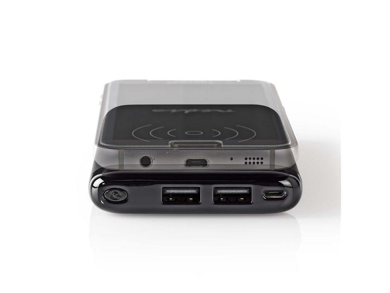 Nedis WPBK5000BK Powerbank met Draadloze Oplader | 5000 mAh | 2 x 2,1 A | 2 x USB-uitgangen | Zwart