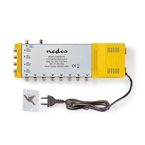 Nedis SSWI900YW Multiswitch | 5 naar 8 | F-connector | Terrestrisch: 47 - 862 MHz | Satelliet: 950 - 2150 MHz