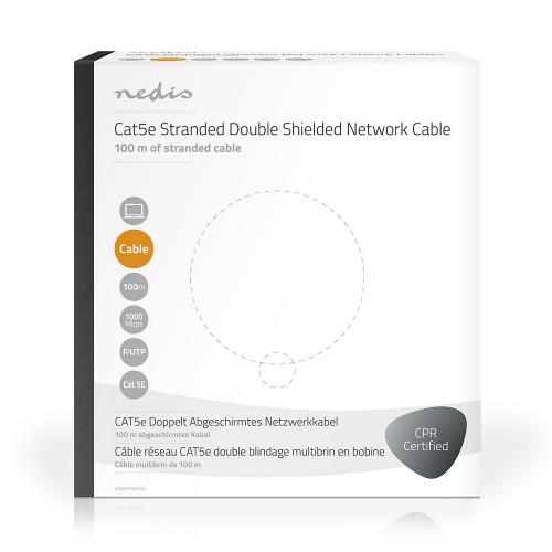 Nedis CCBGSFTP5GY100 Netwerkkabel CAT6 F/UTP | Stranded - 100 m | Grijs