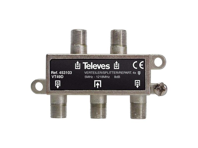 Televés 453103 CATV-Splitter 8 dB / 5-1218 MHz - 4 Uitgangen