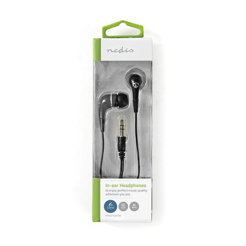 Nedis HPWD1001BK Wired Headphones | 1.2m Round Cable | In-Ear | Black