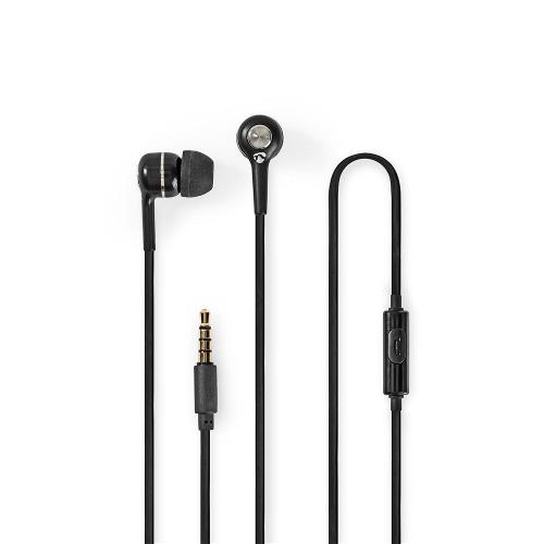 Nedis HPWD2020BK Wired Headphones | 1.2m Round Cable | In-Ear | Built-in Microphone | Black