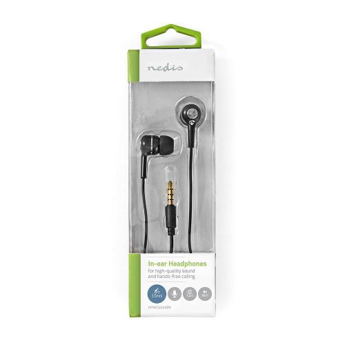Nedis HPWD2020BK Wired Headphones | 1.2m Round Cable | In-Ear | Built-in Microphone | Black