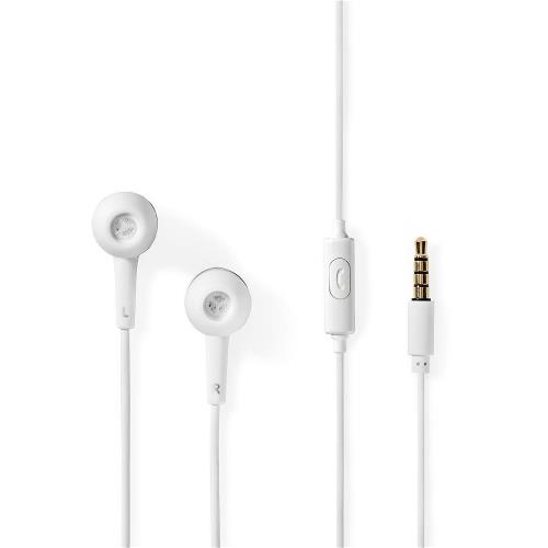 Nedis HPWD2020WT Wired Headphones | 1.2m Round Cable | In-Ear | Built-in Microphone | White
