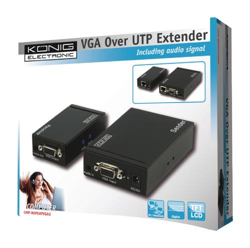 König CMP-REPEATVGA2 VGA & audio extender via UTP