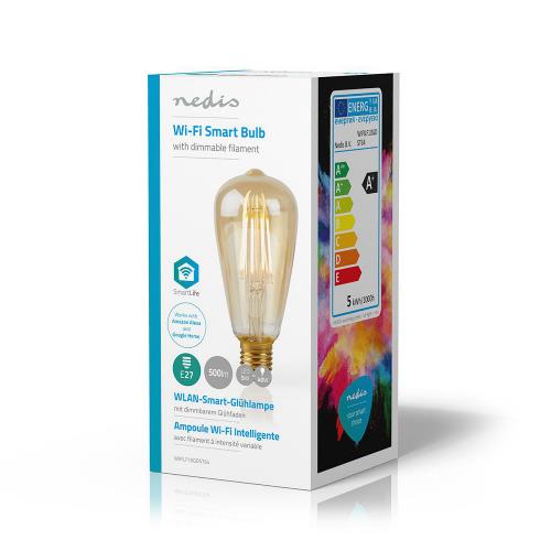 Nedis WIFILF10GDST64 Slimme Wi-Fi-LED-lamp Met Filament | E27 | ST64 | 5 W | 500 lm