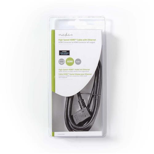 Nedis CVGB34250BK15 High Speed HDMIT-Kabel met Ethernet | HDMIT-Connector - HDMIT-Connector Links Haaks | 1,5 m | Zwart