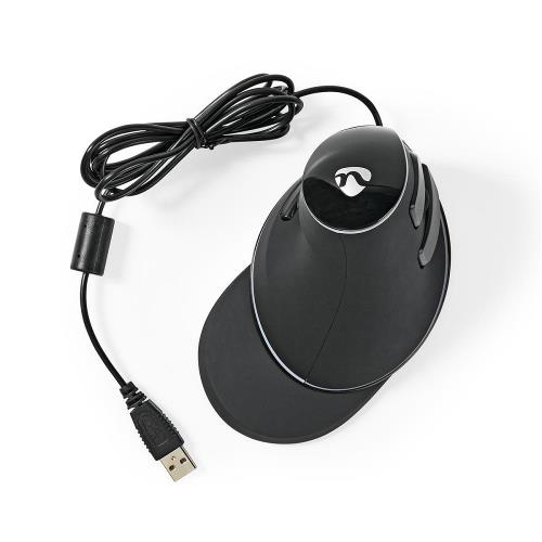 Nedis ERGOMSWD200BK Ergonomic Wired Mouse | 1600 DPI | 6-Button | Black