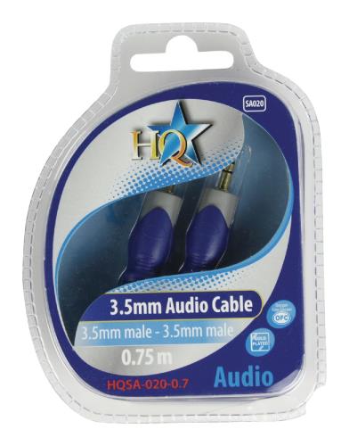HQ HQSA-020-0.7 Standaard 3.5mm stereo mannelijk - 3.5mm stereo mannelijk kabel 0,70 m