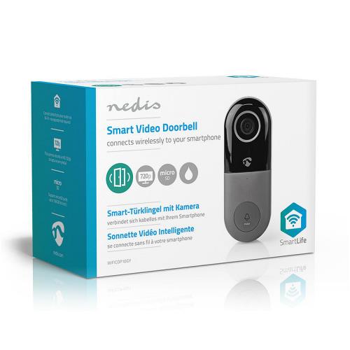 Nedis WIFICDP10GY Wi-Fi Smart Videodeurbel | Bediening via App | microSD-Sleuf | HD 720p