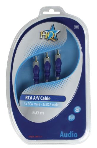 HQ HQSA-080-5.0 Standaard 3x RCA mannelijk - 3x RCA mannelijk kabel 5,00 m
