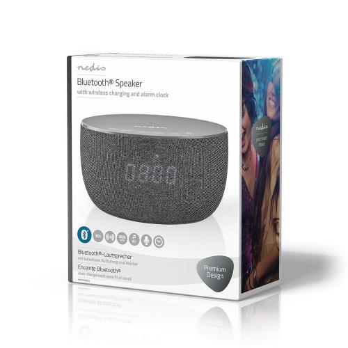 Nedis SPBT4000GY Bluetooth®-Speaker met Draadloos Laden | 30 W | Tot 6 Uur Speeltijd | Klok | Grijs