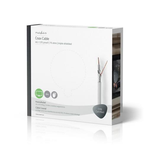 Nedis CSBG4050WT250 Coaxkabel | 4G / LTE-Bestendig | 25,0 m | Giftbox | Wit