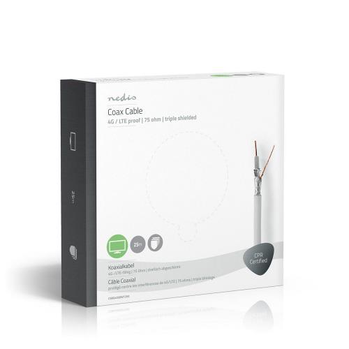 Nedis CSBG4050WT250 Coaxkabel | 4G / LTE-Bestendig | 25,0 m | Giftbox | Wit