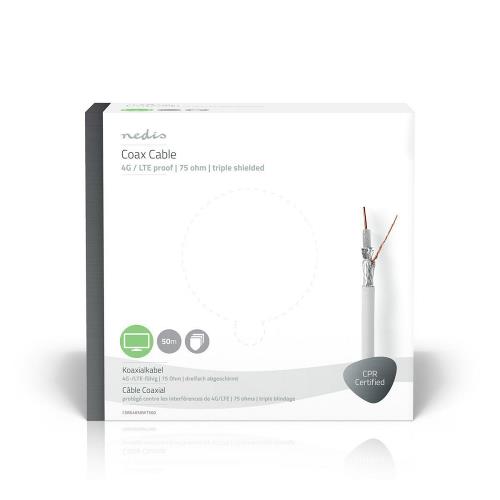 Nedis CSBG4050WT500 Coaxkabel | 4G / LTE-Bestendig | 50,0 m | Giftbox | Wit