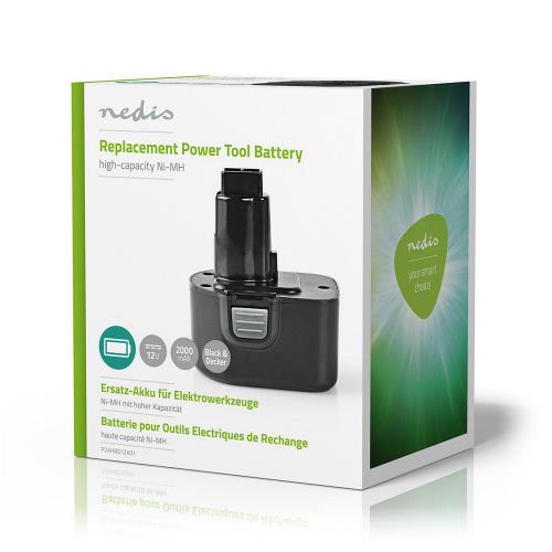 Nedis P2AHBD12V01 Powertool-Accu | NiMH | 12 V | 2 Ah | 24 Wh | Vervanging voor Black & Decker