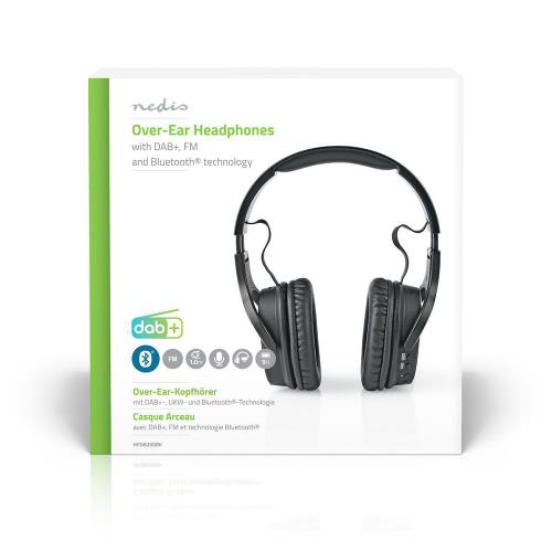 Nedis HPDB200BK Draadloze Koptelefoon | DAB+ / FM / Bluetooth® | Over-Ear | Opvouwbaar | Reisetui | Zwart