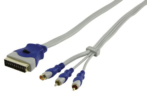 HQ HQSV-120-1.5 Standaard SCART mannelijk - 4p s-video mannelijk + 2x RCA mannelijk kabel 1,50 m