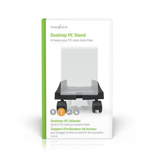 Nedis CSTD101BK Desktop-PC Standaard | Verstelbare Breedte | 4 Zwenkwieltjes met Rem