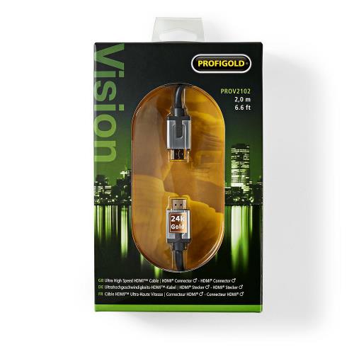 Profigold PROV2102 Ultra High-Speed HDMIT-Kabel met Ethernet | HDMI-Connector - HDMI-Connector | 2,0 m | Antraciet