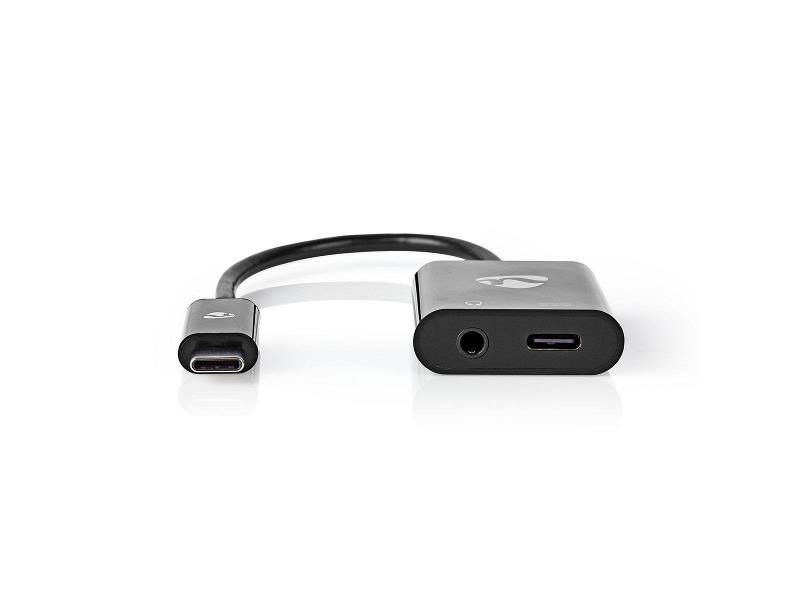 Nedis CCBP65955BK015 USB-C Adapter | USB-C Male - 3,5 mm Female + USB-C Female | 0,15 m | Zwart