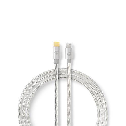 Nedis CCTB39650AL10 Apple Lightning-Kabel | Apple Lightning 8-Pins Male - USB-C | 1,00 m | Aluminium