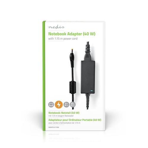 Nedis NBARF4517FBK Notebook Adapter 40 W | 5.5 x 1.7 mm | 19 V / 2.15 A | Used for ACER | Power Cord Included