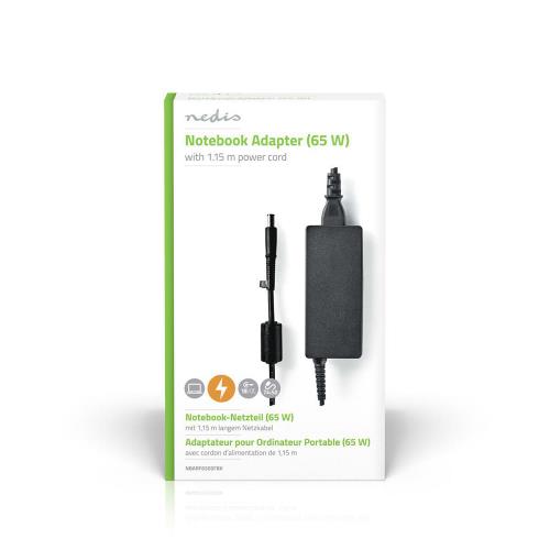 Nedis NBARF6505FBK Notebook Adapter 65 W | 7.4 x 5.0 mm centre pin | 18.5 V / 3.5 A | Used for HP | Power Cord Included