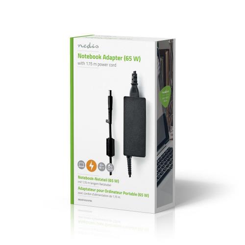 Nedis NBARF6505FBK Notebook Adapter 65 W | 7.4 x 5.0 mm centre pin | 18.5 V / 3.5 A | Used for HP | Power Cord Included