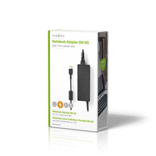 Nedis NBARF9002FBK Notebook Adapter 90 W | Lenovo Square 11 x 5.6 mm | 20 V / 4.5 A | Used for LENOVO | Power Cord In...