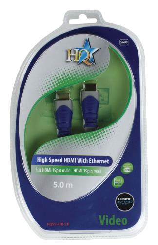 HQ HQSV-410-5.0 Platte High Speed HDMI kabel met ethernet HDMI connector - HDMI connector 5,00 m grijs