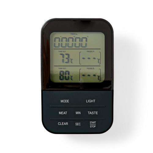 Nedis KATH107GY Draadloze Vleesthermometer | 0 - 250 °C | Digitaal Display | Timer