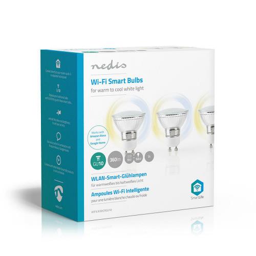 Nedis WIFILW30CRGU10 Wi-Fi Smart LED-Lamp | Warm tot Koel Wit | GU10 | 3-Pack