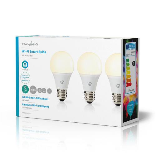 Nedis WIFILW31WTE27 Wi-Fi Smart LED-Lamp | Warm Wit | E27 | 3-Pack