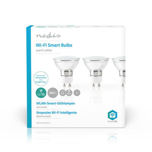 Nedis WIFILW31CRGU10 Wi-Fi Smart LED-Lamp | Warm Wit | GU10 | 3-Pack