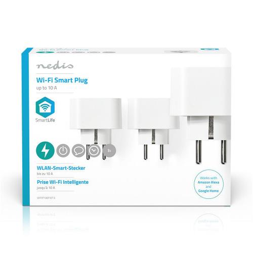 Nedis WIFIP130FWT3 Wi-Fi Smart Plug | Schuko Type F | 10 A | 3-Pack