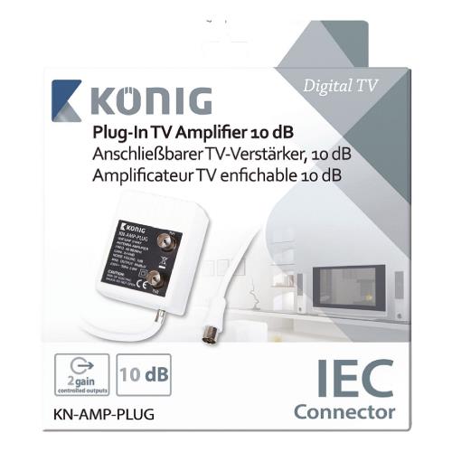 König KN-AMP-PLUG CATV Plug-In Versterker 10 dB 2 Uitgangen