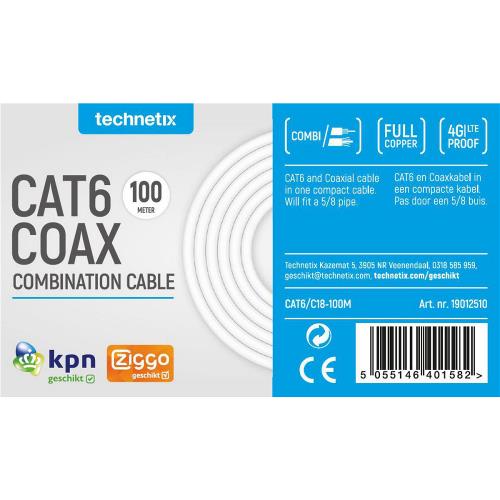 Technetix 19012510 CAT6 UTP Netwerkkabel Geen - Geen 100 m Wit