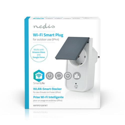 Nedis WIFIPO120FWT Wi-Fi Smart Outdoor Plug | Splashproof | IP44 | Power Monitor | Schuko Type F | 16 A