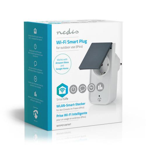 Nedis WIFIPO120FWT Wi-Fi Smart Outdoor Plug | Splashproof | IP44 | Power Monitor | Schuko Type F | 16 A