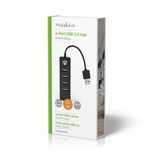 Nedis UHUBU2420BK USB-Hub | 4-Poorts | USB 2.0 | Zwart