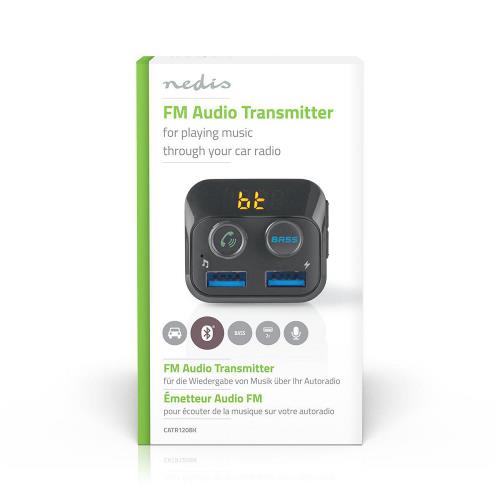 Nedis CATR120BK Auto-FM-Transmitter | Bluetooth® | Bass Boost | MicroSD-kaartopening | Handsfree Bellen | 2x USB
