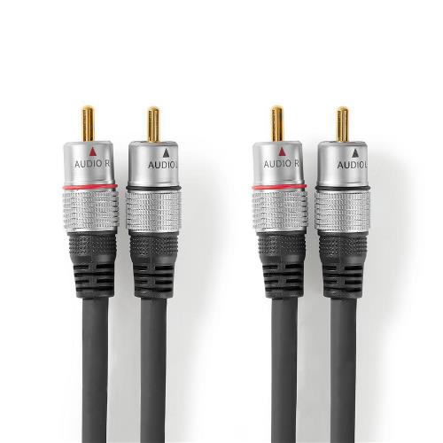 Nedis CAGC24200AT075 Stereo Audio Cable | 2x RCA Male - 2x RCA Male | 0.75 m | Anthracite