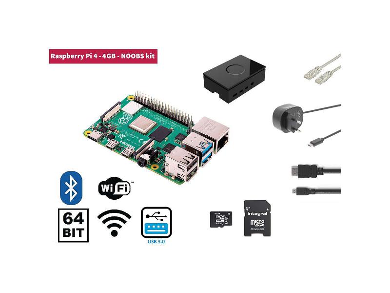 Raspberry Pi RP4KIT4GB Raspberry Pi 4 4 GB Starter Kit + NOOBS Software Tool