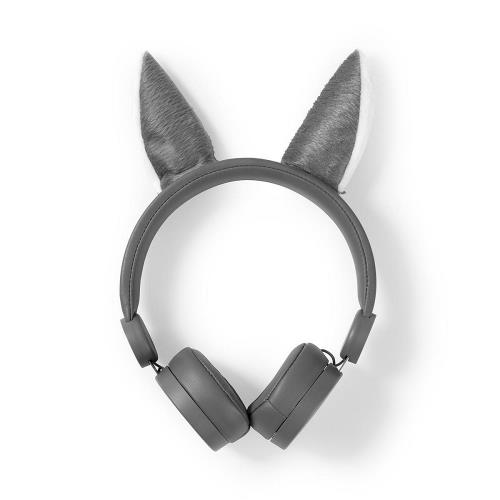 Nedis HPWD4000GY Bedrade hoofdtelefoon | 1,2 m Ronde Kabel | On-Ear | Afneembare Magnetische oren | Willy Wolf | Grijs