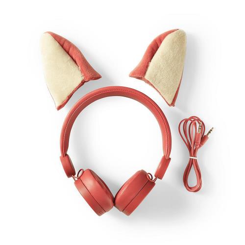 Nedis HPWD4000OG Bedrade hoofdtelefoon | 1,2 m Ronde Kabel | On-Ear | Afneembare Magnetische Oren | Franky Fox | Oranje