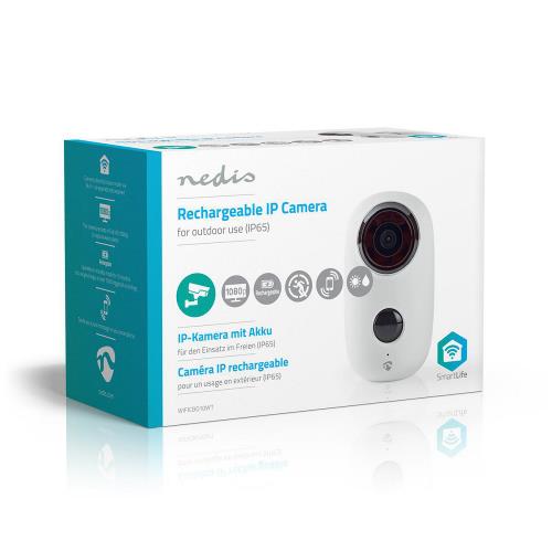 Nedis WIFICBO10WT Rechargeable IP Camera | Outdoor | PIR Motion Sensor | microSD | 6000 mAh