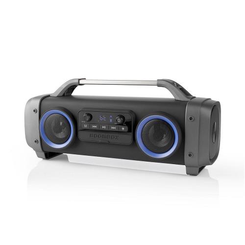 Nedis SPBB300BK Party Boombox | 3 Hours Playtime | Bluetooth® Wireless Technology | FM Radio | Party Lights | Black